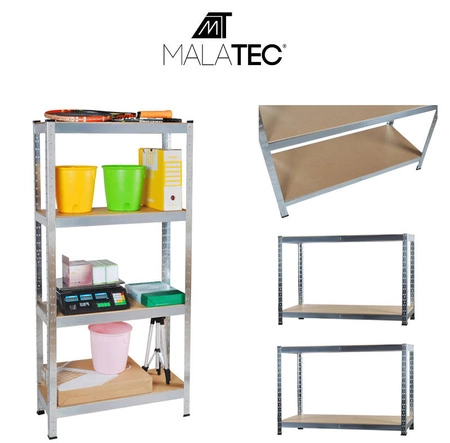 Regał Magazynowy Metalowy 150x75x30 cm 4 Półki Garażowy 540 kg do Garażu MALATEC