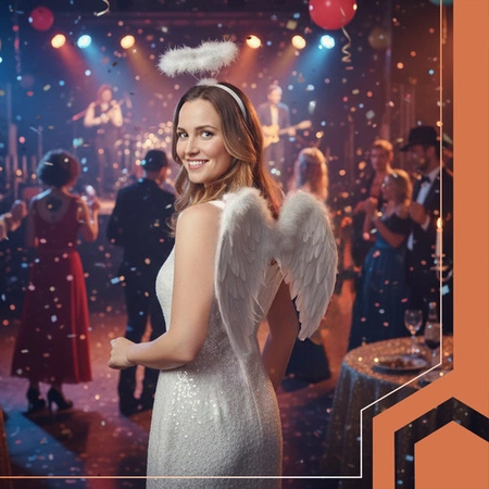 Strój Anioła na Jasełka Aureola Głowę Skrzydła Aniołka Białe Pióra Kostium Ruhhy 26479