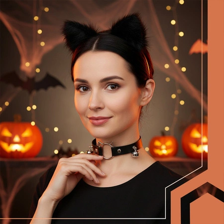 Strój Kota Lisa Wilka RUHHY Ogon Uszy Choker Czarny Przebranie 3w1 Therian