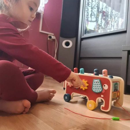 Drewniana Kostka Edukacyjna Słoń Montessori Wbijak KRUZZEL