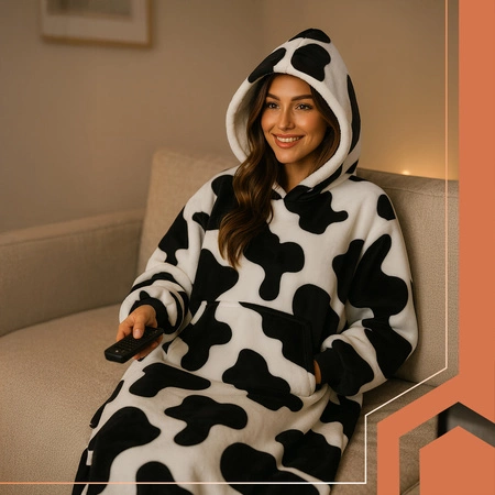 Koc Bluza Oversize Ruhhy z Kapturem Ciepła Gruba Duża Futrzak Długa XXL