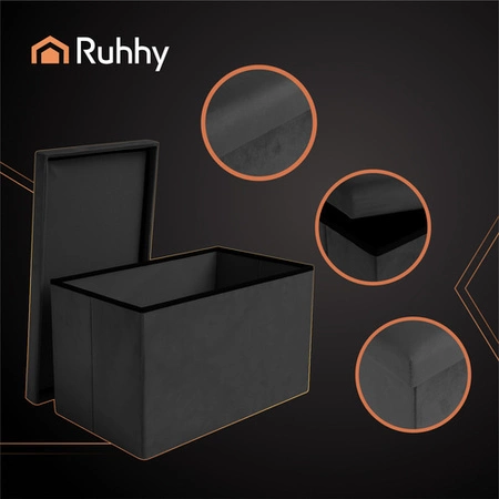 Pufa ze Schowkiem Składana Siedzisko do Siedzenia Skrzynia Puf z Weluru XL Ruhhy 25995