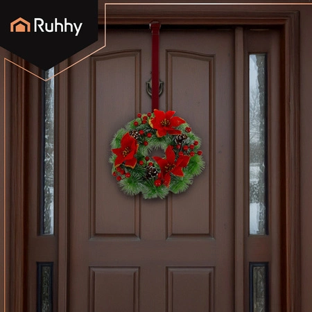 Stroik Świąteczny Ruhhy Ozdoba Wianek na Drzwi 30 cm Dekoracja na Święta