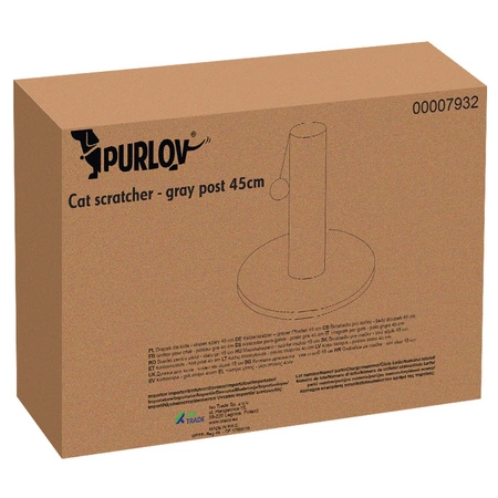 Drapak dla Kota Słupek 45cm Sizal + Zabawka Szary PURLOV
