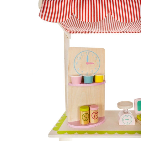 Supermarket Sklep Stragan dla Dzieci Drewniany Kasa Owoce + Akcesoria Duży KRUZZEL