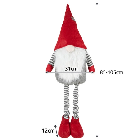 Skrzat Krasnal Świąteczny Teleskopowy Duży Gnom Wysoki 105cm Regulowany XXL RUHHY