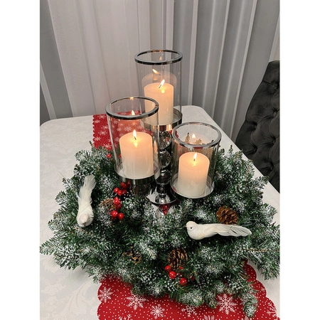 Stroik Świąteczny Wianek na Drzwi Dekoracyjny Ozdobny Ozdoba 45cm Ośnieżony RUHHY