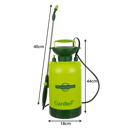 Opryskiwacz Ciśnieniowy Ręczny Ogrodowy Długi Zasięg Lanca + Wąż 150cm 5l Gardlov 25581