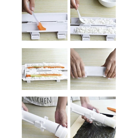 Zestaw do Robienia SUSHI z Rolką Maszynka + Akcesoria Mata Łyżeczka Prezent RUHHY