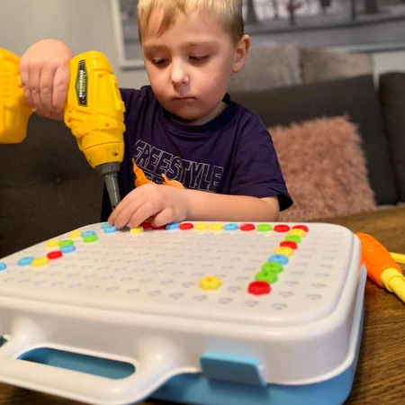 Zestaw Majsterkowicza Klocki Konstrukcyjne 3D Wkrętarka Wiertarka Śrubki KRUZZEL