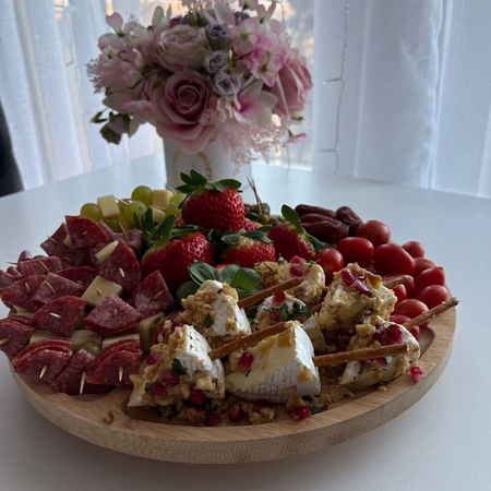 Deska do Serwowania Serów Przekąsek Wędlin Przystawek Bambusowa Obrotowa 5 RUHHY