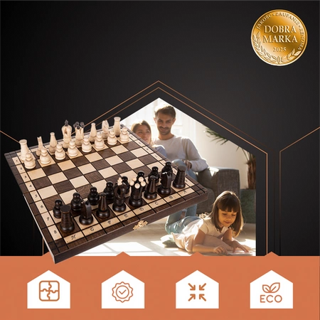 Szachy Drewniane Królewskie Klasyczna Gra na Prezent w Walizce z Wkładkami Ruhhy 26038