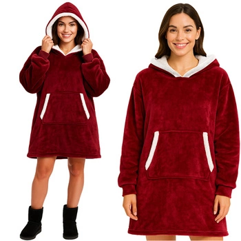 Koc Bluza z Kapturem Oversize Ciepła Gruba Kocobluza Futrzak Duża Długa XXL Ruhhy 26145