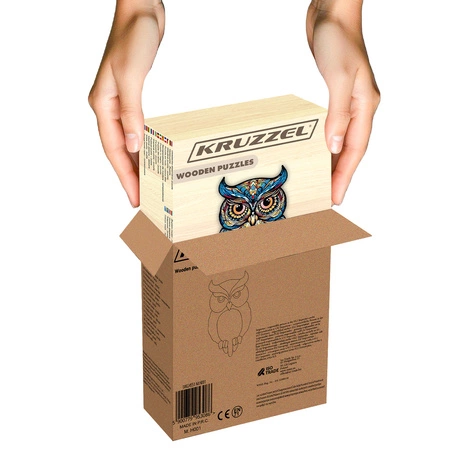 Puzzle Drewniane Układanka Edukacyjna Klocki dla Dzieci Dorosłych Gra Sowa KRUZZEL