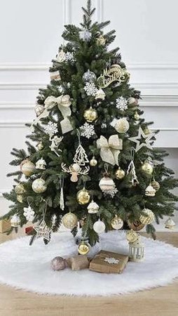 Dywanik pod Choinkę Mata Futerko Biały Dywan 120cm Duży na Prezenty Okrągły RUHHY