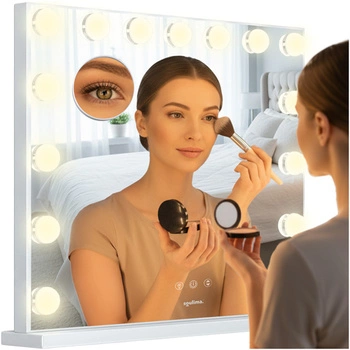 Lustro Kosmetyczne LED Soulima Duże 58x46cm Dotykowe Regulacja 15 Żarówek