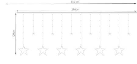 Wiszące Gwiazdy Kurtyna 138 LED Lampki Choinkowe ISO TRADE