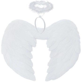Strój Anioła na Jasełka Aureola Głowę Skrzydła Aniołka Białe Pióra Kostium Ruhhy 26479