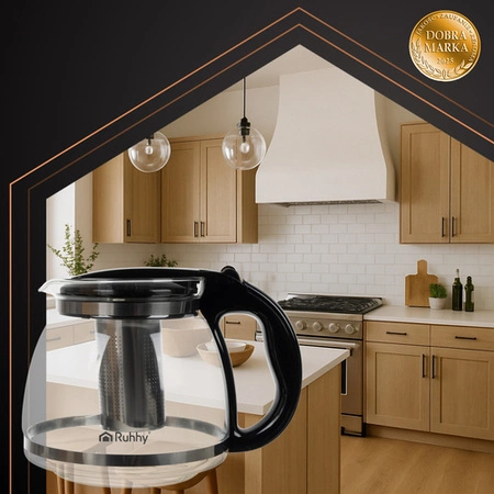 Dzbanek do Herbaty Szklany z Zaparzaczem Kawy Zaparzacz do Ziół Imbryk 2l Ruhhy 26066