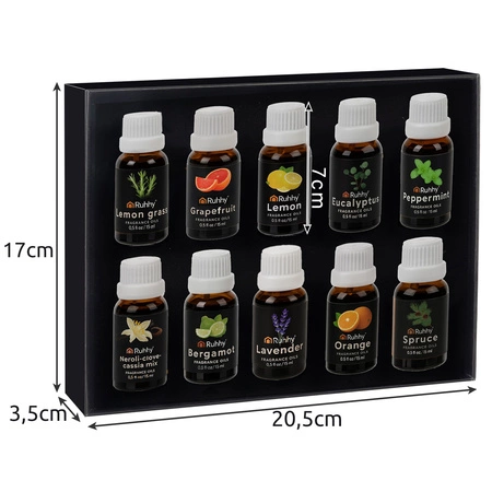 Olejki Zapachowe do Dyfuzora Patyczków Kominka Nawilżacza Zestaw 10 x15 ml RUHHY