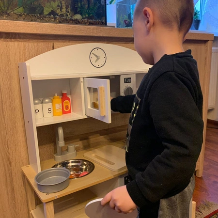 Kuchnia Drewniana dla Dzieci + Akcesoria Kuchenka z Akcesoriami Garnki Kran KRUZZEL