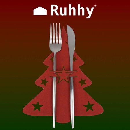 Etui na Sztućce Choinka Pokrowiec 12szt Świąteczne na Święta Stół Podkładka RUHHY