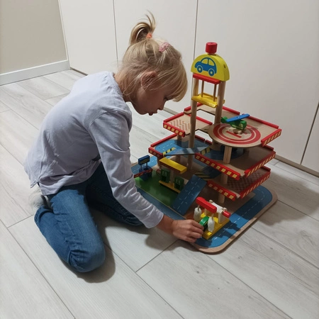 Parking Drewniany Garaż Winda Duży Tor Myjnia Auta Piętrowy Helikopter XXL KRUZZEL