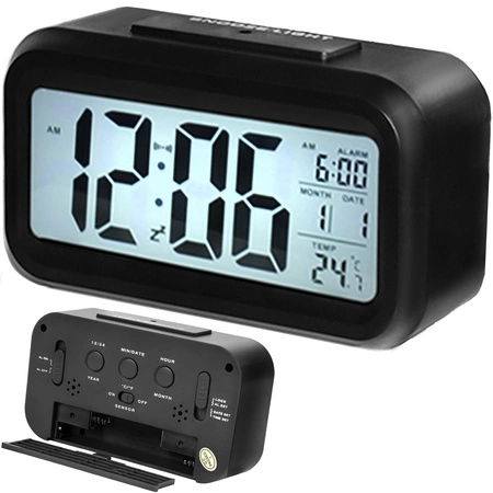 Zegar Budzik Cyfrowy Duży Wyświetlacz LED 12/24h ISO TRADE