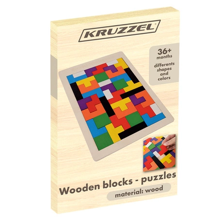 Układanka Puzzle Klocki Drewniane Gra Zabawka Logiczna Edukacyjna 40 el KRUZZEL