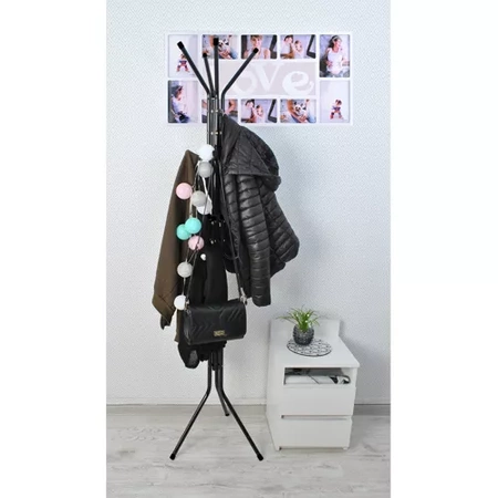 Wieszak Stojak Podłogowy na Ubrania Stojący Loft na Kurtki Ubrania Czarny RUHHY