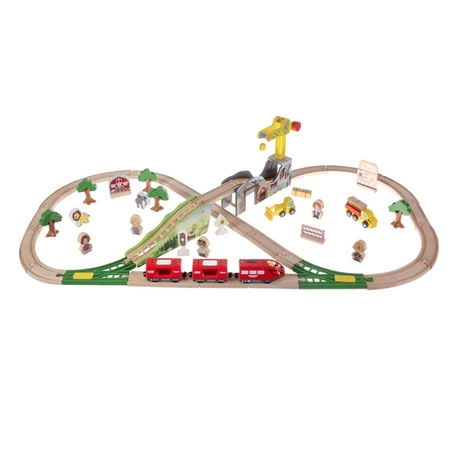 Drewniana Kolejka Tor Pociąg na Baterie Tory Ogromna 3,2m dla Dzieci Wagony KRUZZEL