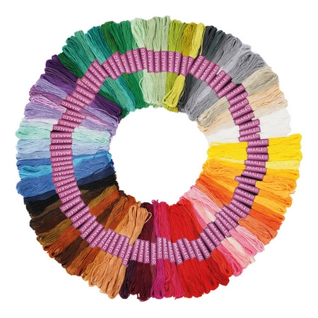 Mulina do Haftowania mix Kolorów 100 szt Nici + Zestaw Akcesoriów Tamborek 25724 MAALEO