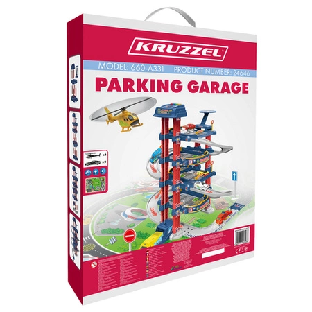 Parking Garaż Samochodowy + Autka Auta Tor z Elektryczną Windą Zjeżdżalnia KRUZZEL