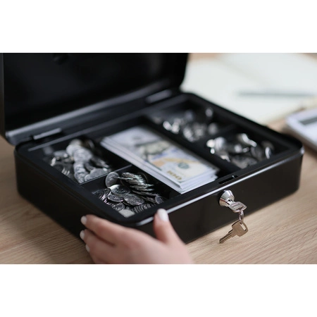 Metalowa Kasetka na Pieniądze Bilon Sejf + Klucze MALATEC