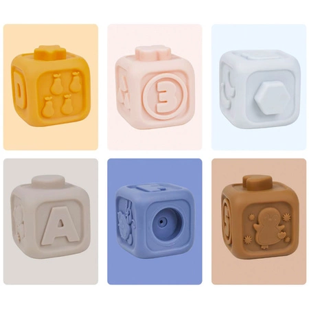 Klocki Sensoryczne Miękkie Gumowe Kreatywne Gryzaki Zestaw Wieża dla Dzieci KRUZZEL