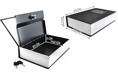 Sejf metalowa KASETKA książka na pieniądze + KLUCZ MALATEC