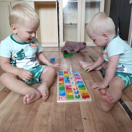 Układanka Drewniana Sorter Klocki Alfabet i Cyfry KRUZZEL