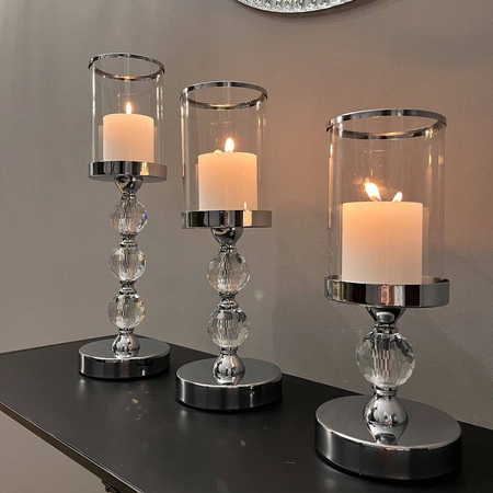 Świecznik Szklany Lampion Glamour Zestaw 1-2-3 szt RUHHY