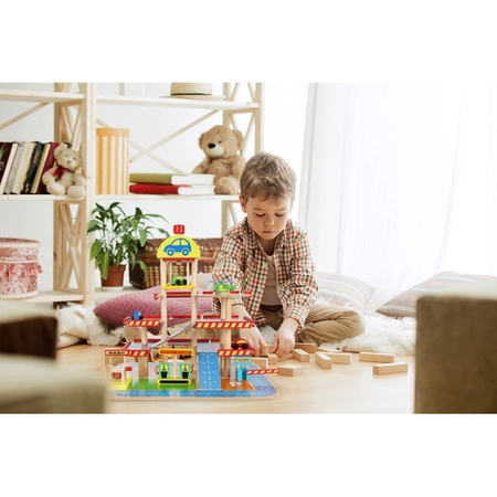 Parking Drewniany Garaż Winda Duży Tor Myjnia Auta Piętrowy Helikopter XXL KRUZZEL