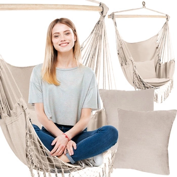 Fotel Wiszący Krzesło Brazylijskie Huśtawka Hamak Ogrodowy Bujany Poduszki GARDLOV