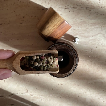 Młynek do Soli i Pieprzu Młynki Drewniane Mielenia Przypraw Ręczny 2 Zestaw RUHHY