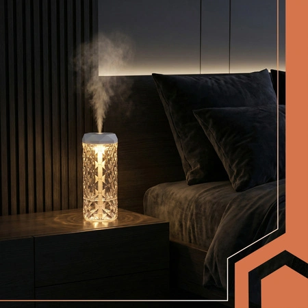 Nawilżacz Powietrza Lampka Nocna Kryształowa Diament Lampa LED z Efekt Róży RUHHY