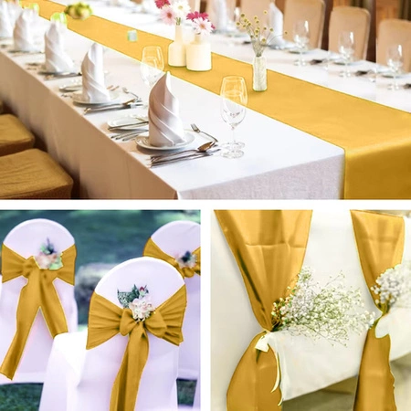 Bieżnik na Stół Świąteczny Złoty Obrus Gładki Satynowy Gęsty 1 Kawałek 9m RUHHY