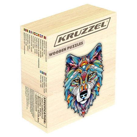 Puzzle Drewniane Układanka Edukacyjna Klocki dla Dzieci Dorosłych Gra Wilk KRUZZEL
