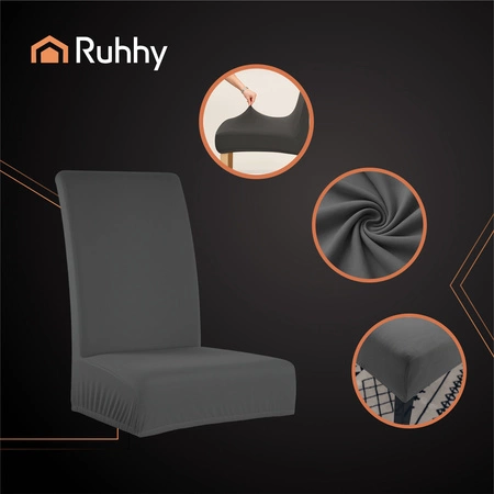 Pokrowiec na Krzesło Szary Uniwersalny Miękki Pokrowce na Krzesła x6 RUHHY 25990