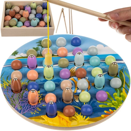 Gra Zręcznościowa Łowienie Rybek Magnes Drewniana KRUZZEL