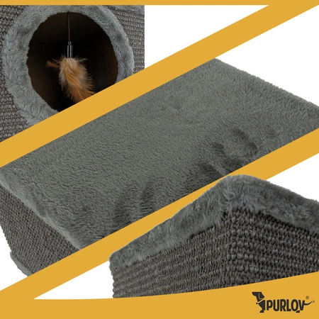 Drapak dla Kota Legowisko Domek dla Kotów Budka Posłanie Stabilny + Zabawka Purlov 26215