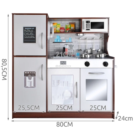 Drewniana Kuchnia dla Dzieci Światło Akcesoria XL KRUZZEL