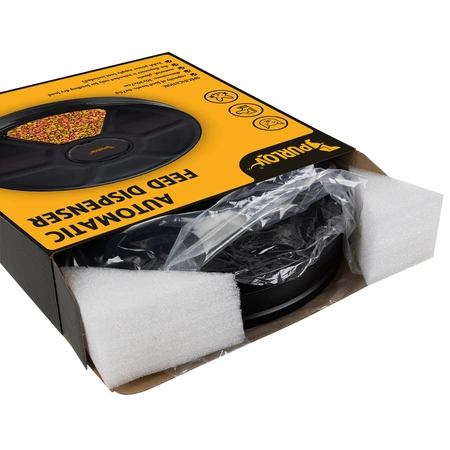 Automatyczny czarny podajnik karmy marki PURLOV