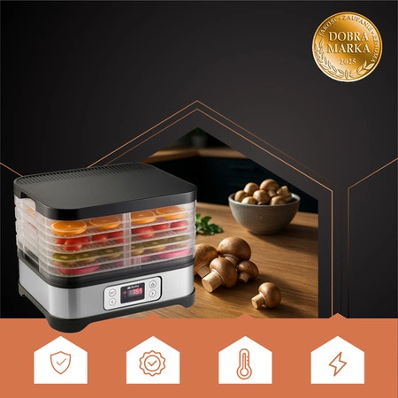 Suszarka do Grzybów Owoców Warzyw Ziół Duża Tacki + Maty Sita Nóż Szczypce Ruhhy 25929